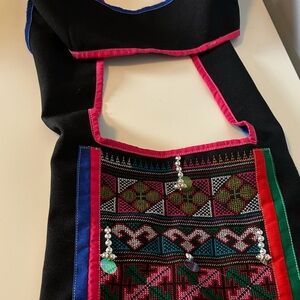 Boho Embroidered Crossbody Bag Beaded Fringe Festival Statement